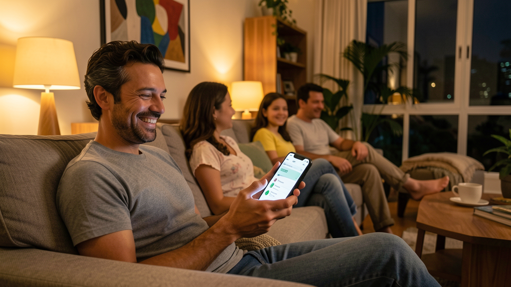Empresário relaxando com a família após o expediente